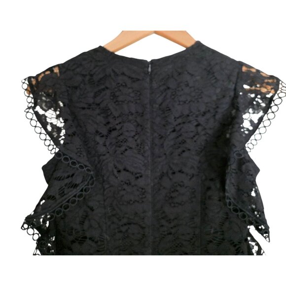 Women's - Vince Camuto Black Flutter Sleeve Lace Dress, Size 2 - Picture 8 of 9
